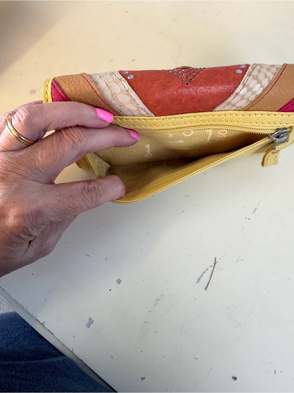 Fossil Yellow Wallet with Multicolor Chevron Flap - Picture 10 of 10
